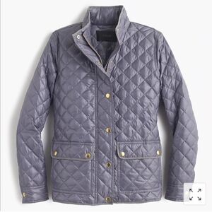J Crew Womens Quilted Downtown Field Puffer Jacket XS Silver Gray Down Full Zip